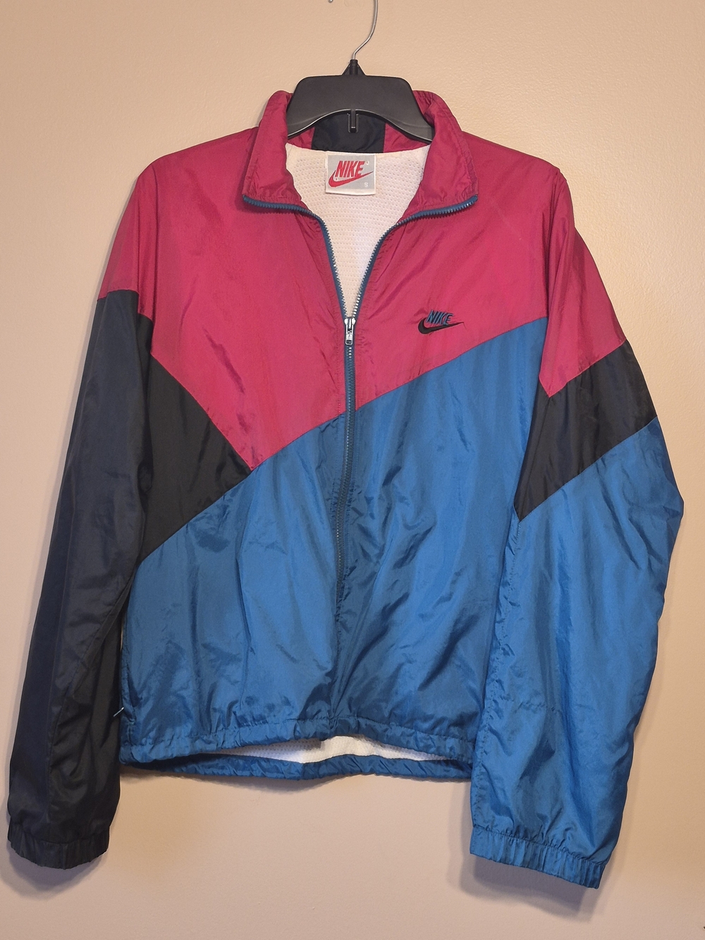 Vintage Retro Nike Unisex Colorblock Windbreaker Jacket - Pink,Blue,Black Y2K**